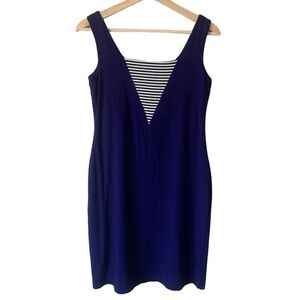 Miik Bamboo Reversible Sleeveless Tank Dress Bra Shelf Blue Striped Detail Small